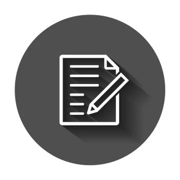 Document note icon in flat style. Paper sheet vector illustration with long s Stock Illustration