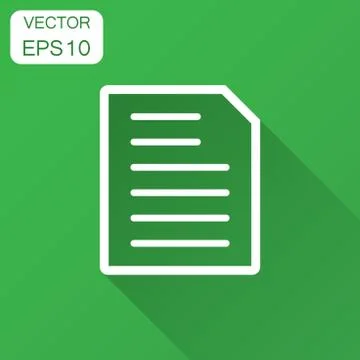 Document note icon in flat style. Paper sheet vector illustration with long s Stock Illustration