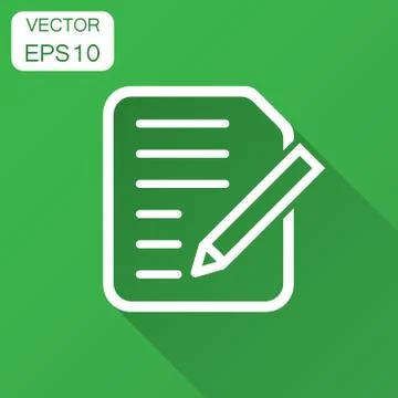 Document note icon in flat style. Paper sheet vector illustration with long s Stock Illustration