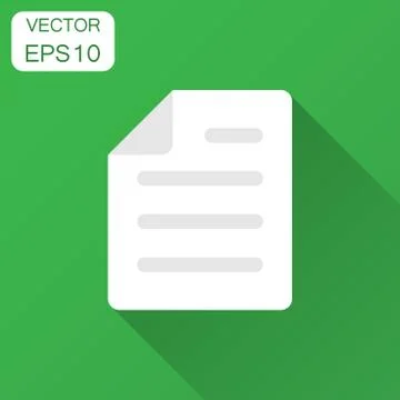 Document note icon in flat style. Paper sheet vector illustration with long s Illustrazione stock