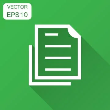 Document note icon in flat style. Paper sheet vector illustration with long s Illustrazione stock