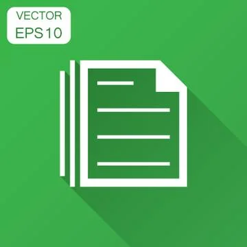 Document note icon in flat style. Paper sheet vector illustration with long s Stock Illustration