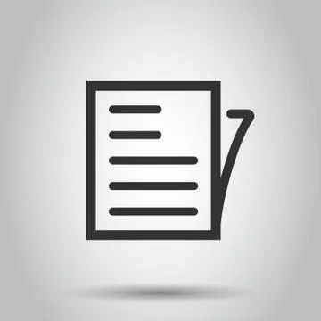 Document note icon in flat style. Paper sheet vector illustration on white ba Stock Illustration