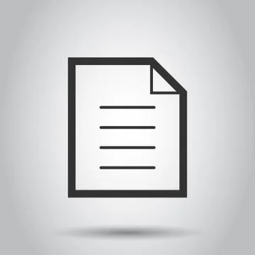 Document note icon in flat style. Paper sheet vector illustration on white ba Stock Illustration
