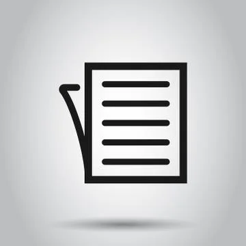 Document note icon in flat style. Paper sheet vector illustration on white ba 스톡 일러스트