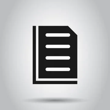 Document note icon in flat style. Paper sheet vector illustration on white ba Stock Illustration