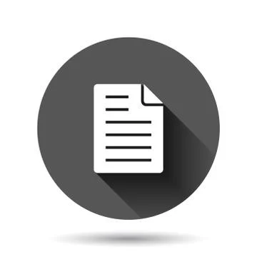 Document note icon in flat style. Paper sheet vector illustration on black ro Stock Illustration