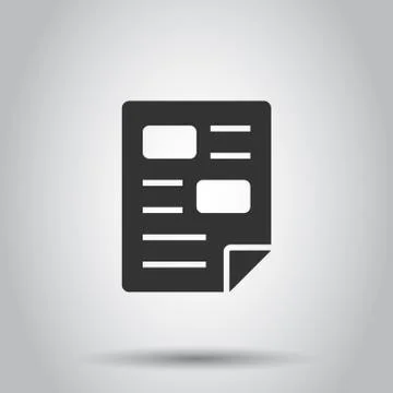 Document note icon in flat style. Paper sheet vector illustration on white ba Stock Illustration