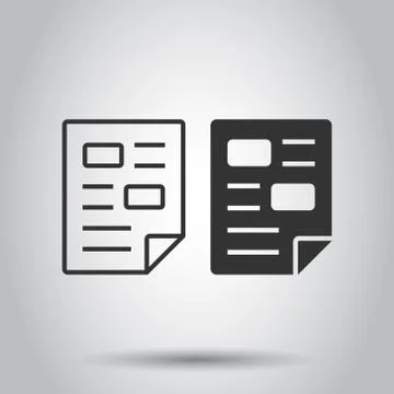 Document note icon in flat style. Paper sheet vector illustration on white ba Illustrazione stock