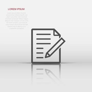 Document note icon in flat style. Paper sheet vector illustration on white .. Stock Illustration