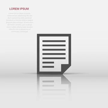 Document note icon in flat style. Paper sheet vector illustration on white .. 스톡 일러스트
