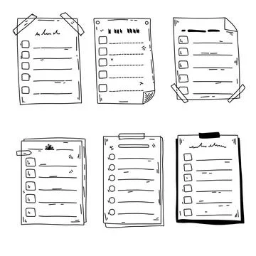 Document note list. Sketch checklist file Stock Illustration