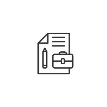 Document note with pen icon in flat style. Paper sheet pencil and briefcase v イラスト素材