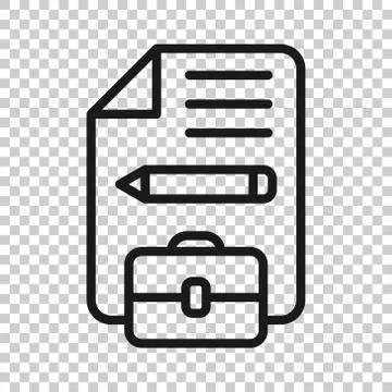 Document note with pen icon in flat style. Paper sheet pencil and briefcase v イラスト素材