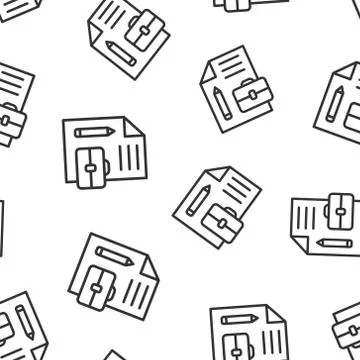 Document note with pen icon in flat style. Paper sheet pencil and briefcase v イラスト素材