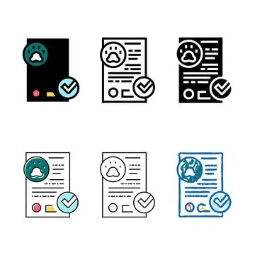 Document or certificate series for free animal color icon vector Stock Illustration