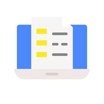 Document or file on laptop screen, e-learning concept Illustrazione stock