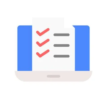 Document or file on laptop screen, e-learning concept Stock Illustration