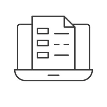 Document or file on laptop screen, e-learning concept Illustrazione stock