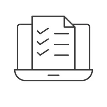 Document or file on laptop screen, e-learning concept Stock Illustration