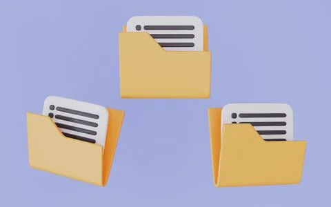Document or folder icon for interface web design symbol 3d illustration Illustrazione stock