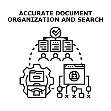 Document organization and search concept with workflow and data management 库存插图
