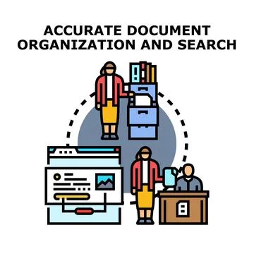 Document organization and search concept illustrating digital and physical .. Stock Illustration