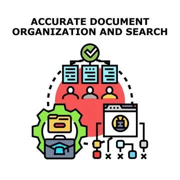Document organization and search concept with workflow and data management Stock Illustration