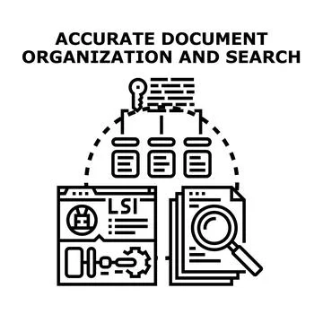 Document organization and search system concept 库存插图