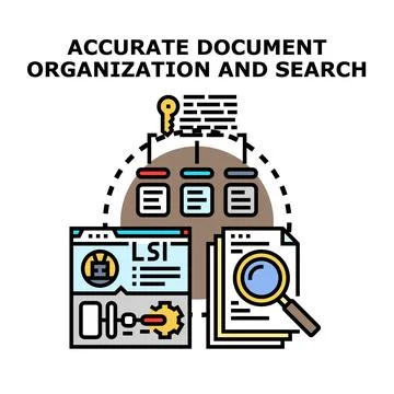 Document organization and search system concept Stock Illustration
