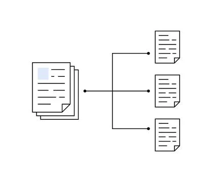 Document Organization Concept with Central Document and Multiple Linked Files Stock Illustration