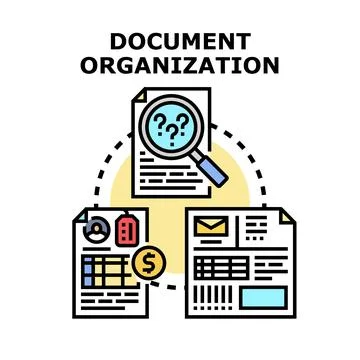 Document organization process maintaining business workflow efficiency Stock Illustration