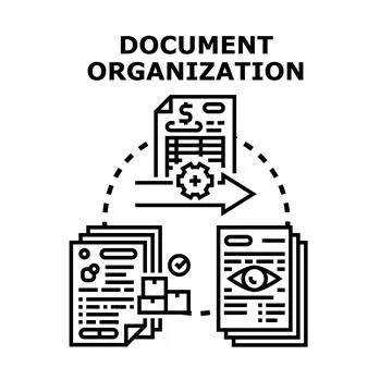 Document organization process managing business information workflow Stock Illustration