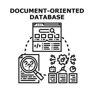 Document oriented database concept collecting information Stock Illustration