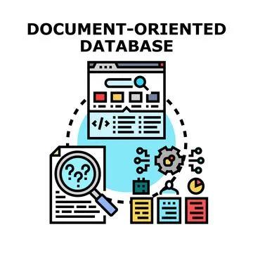 Document oriented database concept collecting information Stock Illustration
