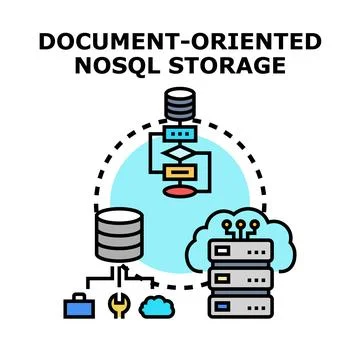 Document oriented nosql database storage system concept Stock Illustration