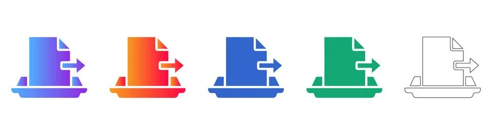 Document Outbox and Sending Icon Set 스톡 일러스트