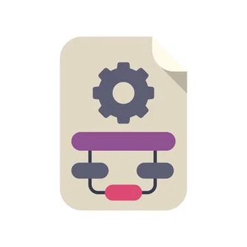 Document outlining workflow process with a gear icon Stock Illustration