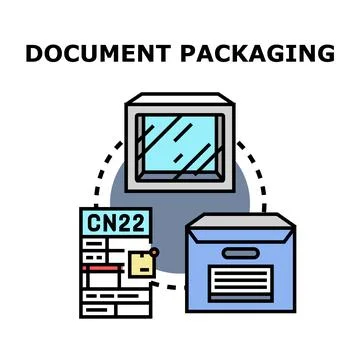 Document packaging concept with custom declaration form Illustrazione stock