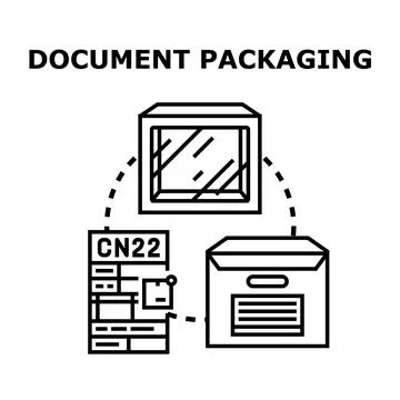 Document packaging concept with custom declaration form Ilustração Stock