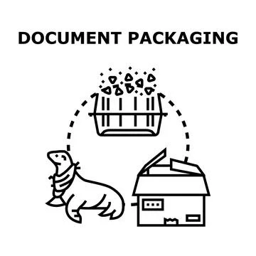 Document packaging concept with seal and box Stock Illustration