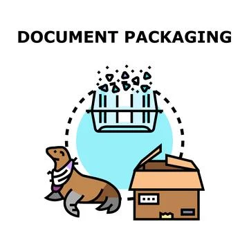 Document packaging concept with seal and box Stock Illustration