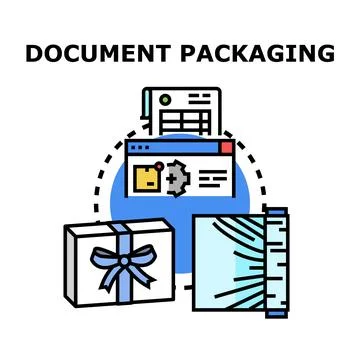Document packaging process using digital and physical solutions Stockillustratie