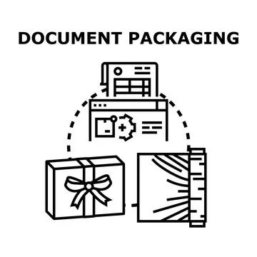 Document packaging process using digital and physical solutions 库存插图