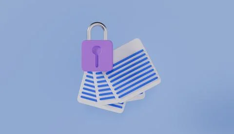 Document with Padlock Paper Sheet and Pad Lock, Concept of Business Security 스톡 사진