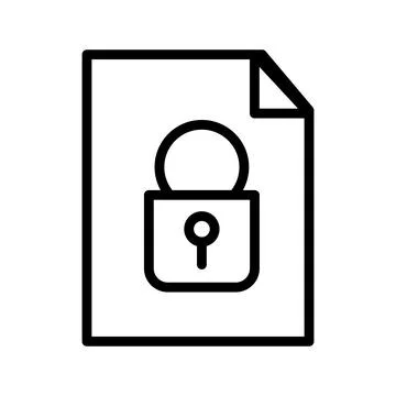 Document with padlock vector line icon. File management, restricted access,.. Stock Illustration