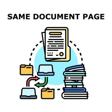 Document page data sharing and archiving concept Stock Illustration