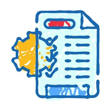 Document page with gear icon processing checklist Stock Illustration