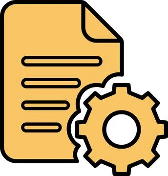 Document page with gear setting processing symbol Illustrazione stock