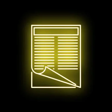 Document page with glowing neon yellow outline icon イラスト素材